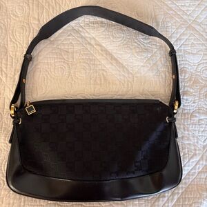 Like New St John Elegant Black and Gold Hardware Shoulder Bag